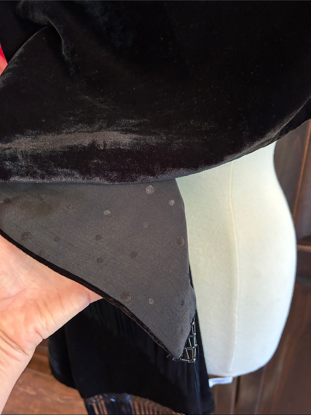 Worthington 74” x 21” Black Satin Lined Velvet Fringe Shawl Wrap - Picture 2 of 5